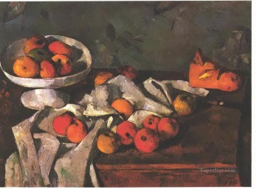  Apples Painting - Still life with a fruit dish and apples Paul Cezanne